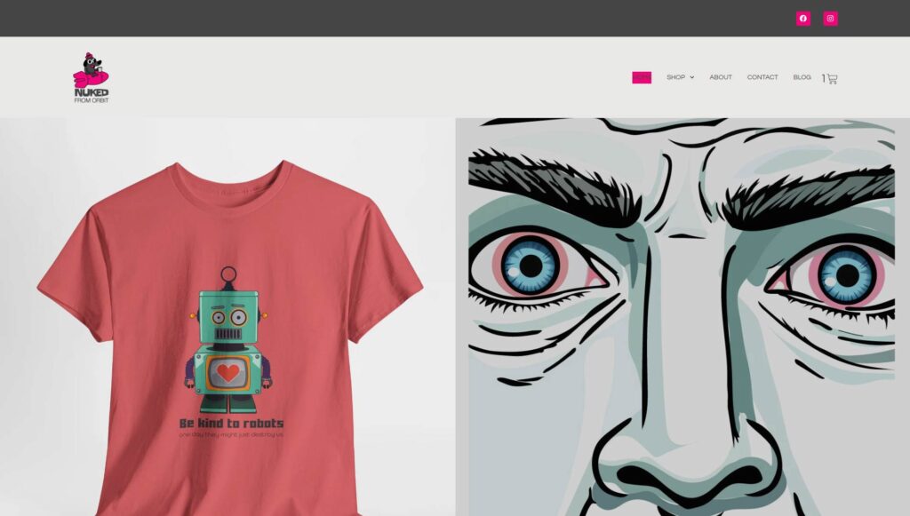 Coral t-shirt with retro robot graphic and 'Be Kind to Robots' slogan – Nuked From Orbit